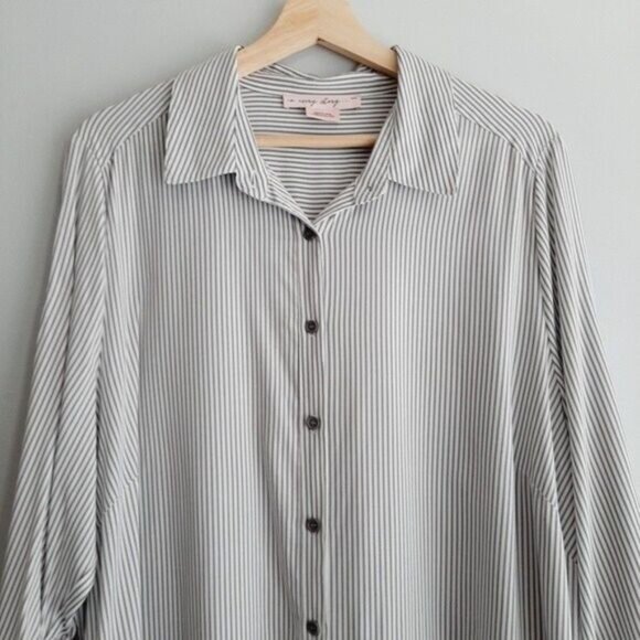 IN EVERY STORY / Penningtons Button Down Striped Shirt Lace-Up Sides Sz X - Picture 3 of 11